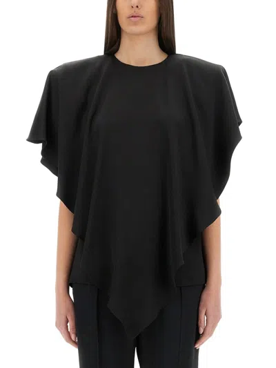 Stella Mccartney Asymmetric Layered Satin Blouse In Black