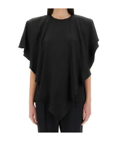 STELLA MCCARTNEY STELLA MCCARTNEY ASYMMETRIC LAYERED LIGHTWEIGHT SATIN BLOUSE