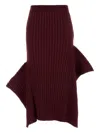 Stella Mccartney Cotton Skirt With Asymmetric Hem And Ribbed Texture In Burgundy