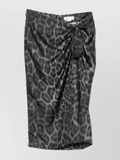 Stella Mccartney Asymmetric Midi Skirt Knot Detail In Gray