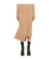 Stella Mccartney Asymmetric Rib-knit Wrap Skirt In Nude