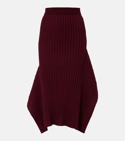 Stella Mccartney Asymmetric Ribbed-knit Midi Skirt