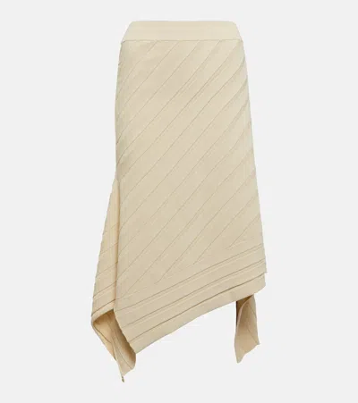 Stella Mccartney Asymmetric Ribbed-knit Midi Skirt In White