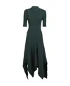 Stella Mccartney Asymmetric Ribbed-knit Short Sleeved Dress In Green