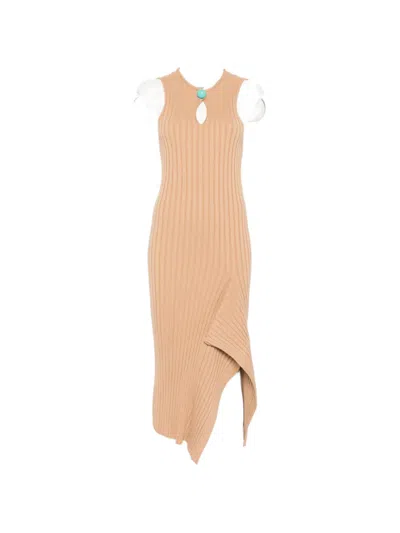 Stella Mccartney Asymmetric Ribbed Vest In Brown