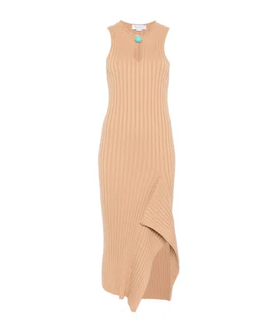 Stella Mccartney Asymmetric Ribbed Vest In Brown