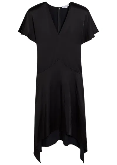 Stella Mccartney Womens Black Relaxed-fit V-neck Woven Midi Dress