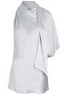 Stella Mccartney Asymmetric Satin Top In Gray