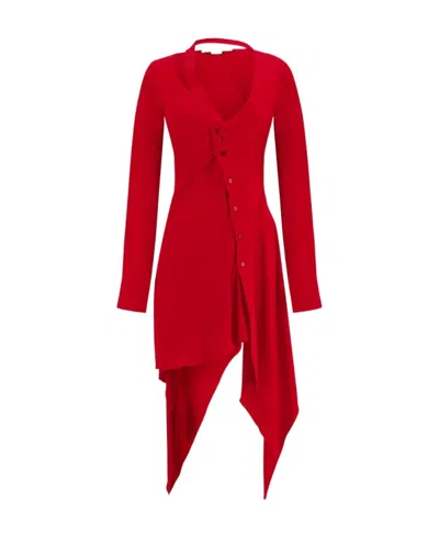 Stella Mccartney Asymmetric-seam Cut-out Dress In Red