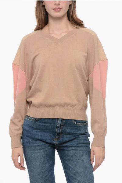 Stella Mccartney Asymmetric Sweater With Logoed Elastic Band In Neutral