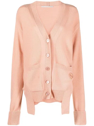 Stella Mccartney Asymmetric V-neck Cashmere Cardigan In Dusty Pink