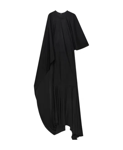 Stella Mccartney Asymmetrical Cape Sleeve Dress In Black