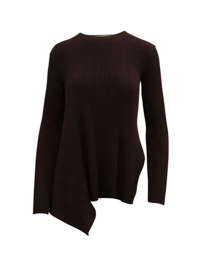 Stella Mccartney Asymmetrical Ribbed Sweater In Burgundy Wool In Red