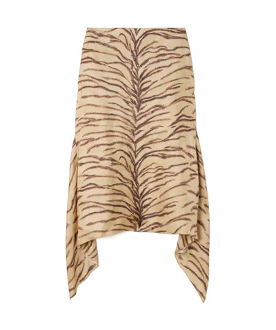 Stella Mccartney Asymmetrical Ruffled Skirt In Nude