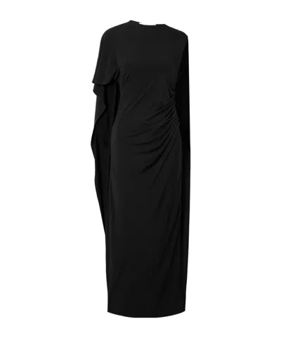 Stella Mccartney Asymmetric Cape-effect Stretch-satin Gown In Black