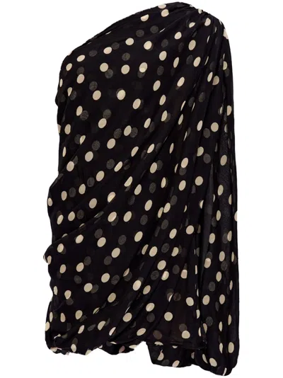 Stella Mccartney Asymmetrical Silk Minidress In Black  