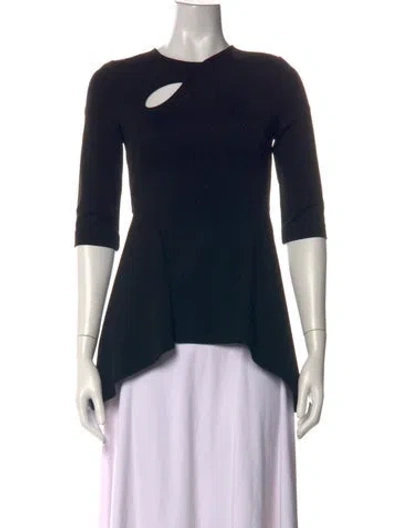 Pre-owned Stella Mccartney Asymmetrical Three-quarter Sleeve Top In Black