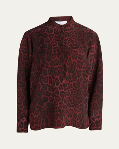 Stella Mccartney Ava Henley Leopard Print Blouse In Purple