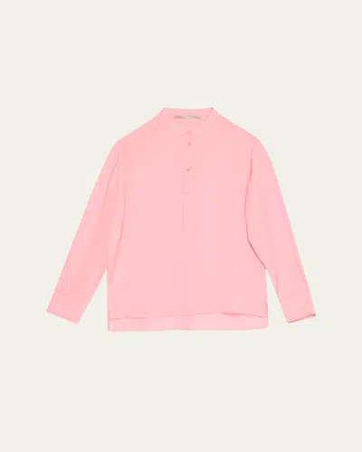 Stella Mccartney Ava Silk Henley Blouse In Blossom