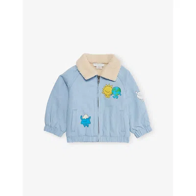 Stella Mccartney Babies' Azure-blue Padded Printed Denim Jacket 6-