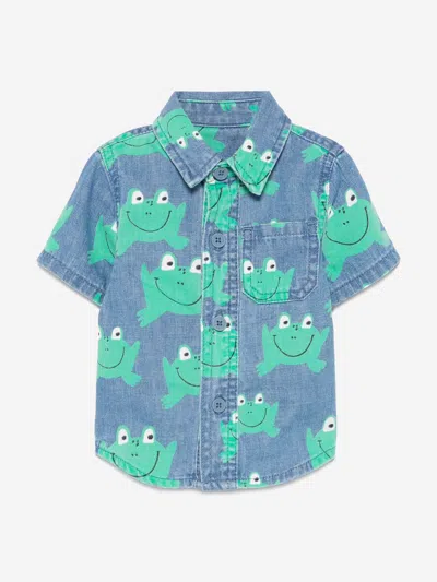 Stella Mccartney Kids'  Baby Boys Denim Frog Shirt In Blue