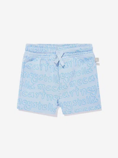 Stella Mccartney Baby Boys Logo Jersey Shorts In Blue