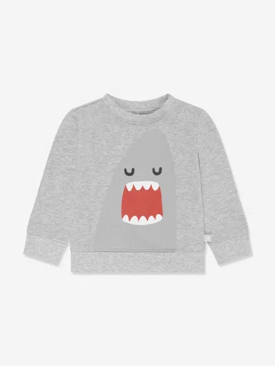 Stella Mccartney Gray Sweatshirt For Baby Boy With Shark Print In Grey
