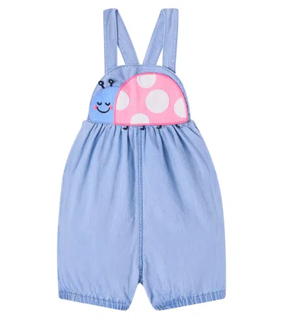 Stella Mccartney Kids' Baby Bug Cotton Chambray Overalls In Blue