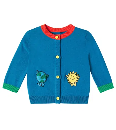Stella Mccartney Baby Cotton And Wool Cardigan In Blue