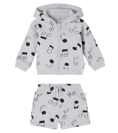Stella Mccartney Baby Cotton Fleece Hoodie And Shorts Set In Gray