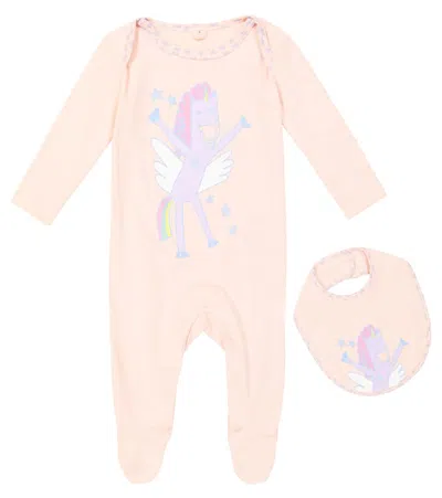Stella Mccartney Baby Cotton Jersey Onesie And Bib Set In Pink