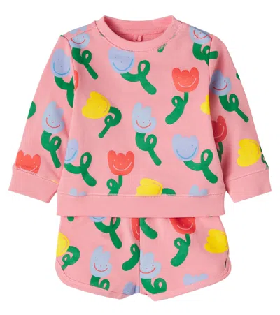 Stella Mccartney Baby Cotton Sweatshirt And Shorts Set In Pink