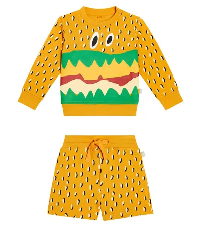 Stella Mccartney Baby Set Aus Sweatshirt Und Shorts Aus Baumwolle In Yellow