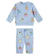 Stella Mccartney Baby Printed Cotton Sweater And Pants Set In Blue