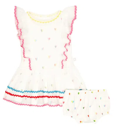 Stella Mccartney Kids Embroidered Dress And Bloomers Set In Ivory/colourful