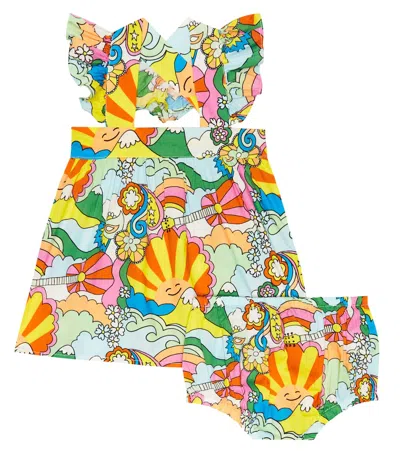 Stella Mccartney Baby Dress And Bloomers Set In Ivory/colourful