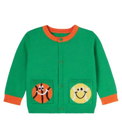 Stella Mccartney Baby Embroidered Cotton Cardigan In Green