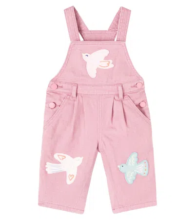 Stella Mccartney Baby Embroidered Denim Overalls In Pink