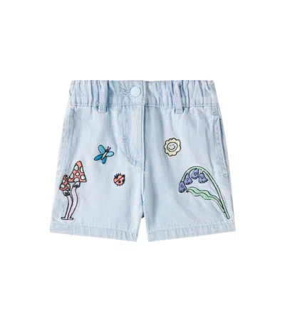 STELLA MCCARTNEY BABY EMBROIDERED DENIM SHORTS