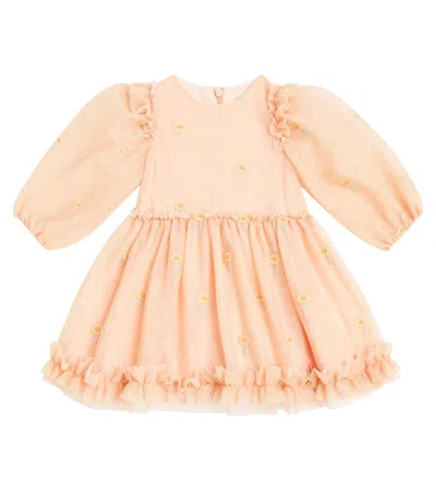 Stella Mccartney Baby Embroidered Tulle Dress In Pink