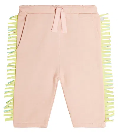 Stella Mccartney Baby Fringed Cotton Sweatpants In Pink