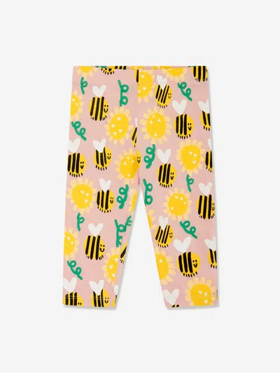 Stella Mccartney Pink Leggings For Baby Girl With All-over Bee Print
