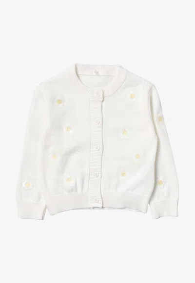 Stella Mccartney Baby Floral Embroidered Cotton Cardigan In Ivory