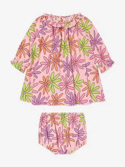 Stella Mccartney Baby Girls Flower Dress With Knickers In Pink