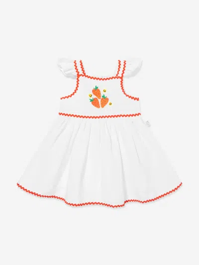 Stella Mccartney Baby Girls Linen Strawberry Dress In Ivory