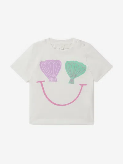 Stella Mccartney Babies'  Kids Girls White Cotton Seashells T-shirt In Ivory