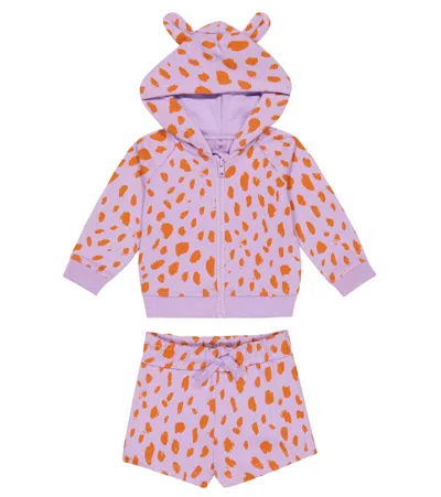 Stella Mccartney Baby Hoodie And Shorts Set In Glicine/arancio