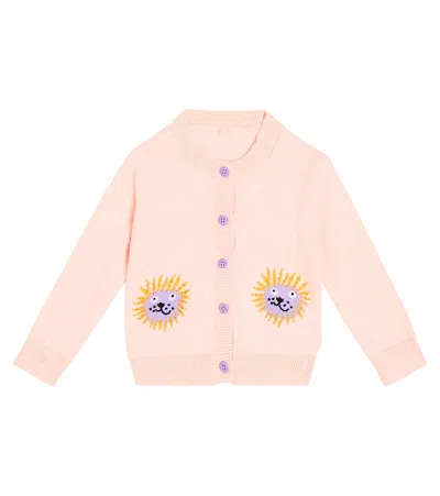 Stella Mccartney Baby Intarsia Cotton-blend Cardigan In Powder Pink Colour