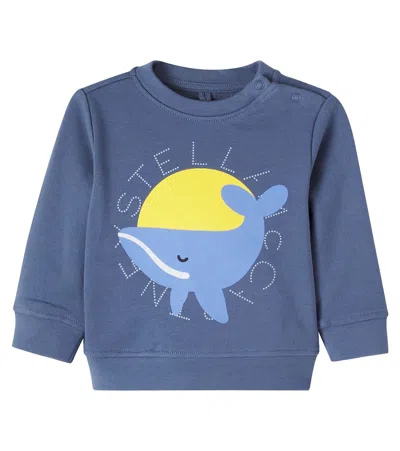 Stella Mccartney Baby Printed Cotton Fleece Sweatshirt In Blue