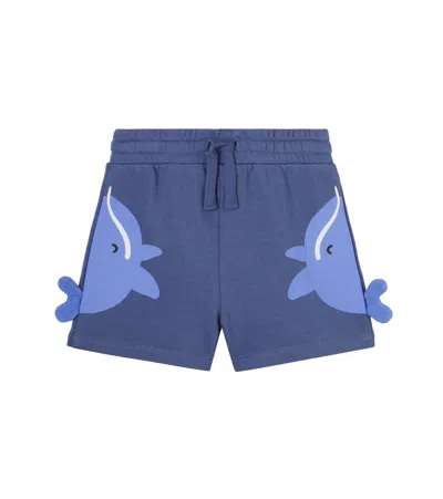 Stella Mccartney Kids' Baby Printed Cotton Jersey Shorts In Blue